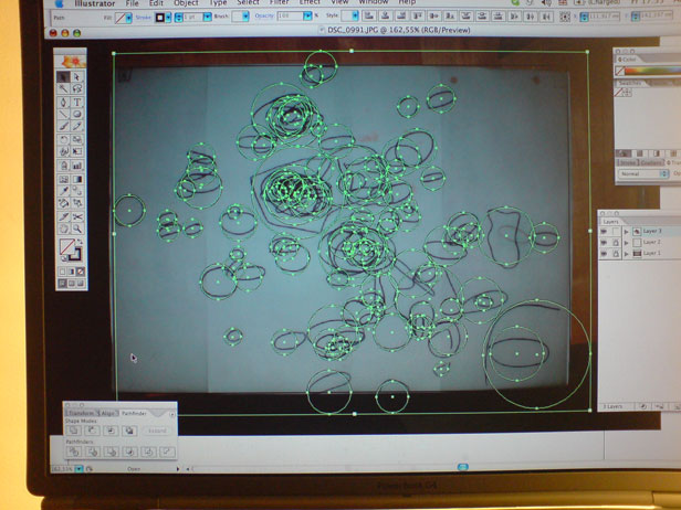 Tracing scans prior to embossing