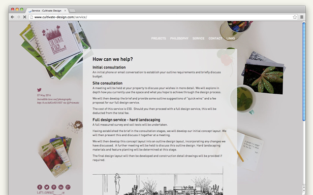 Screenshot Cultivate Design Wesbsite