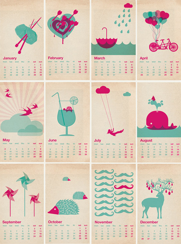 Screenprinted calendar design